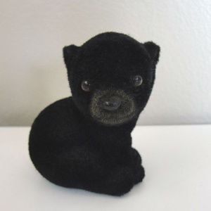 Vintage Flocked Black Bear Figurine by Josef Origi